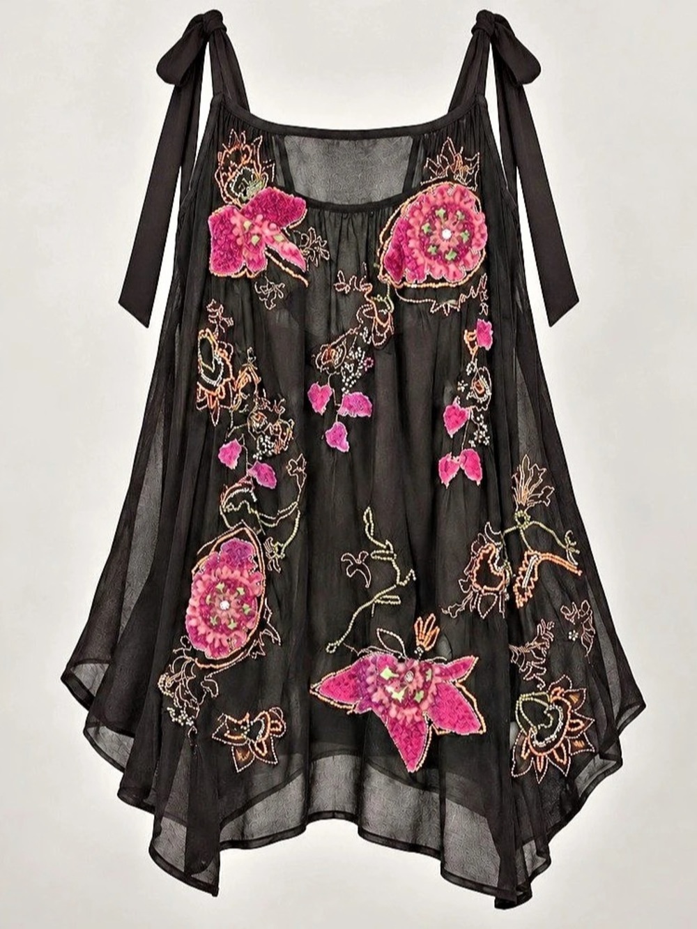 Free People Moonflower Embellished Tunic Black